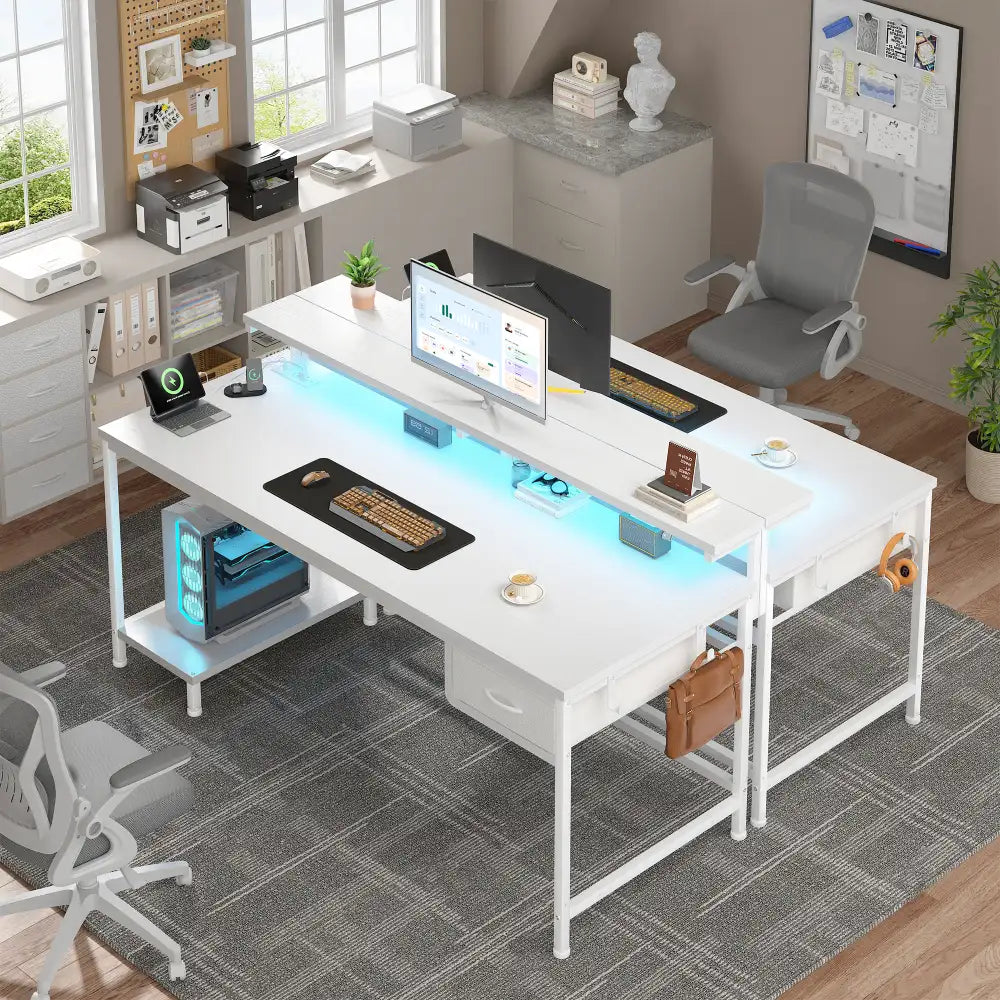 Snhomee All-in-One Gaming Desk-120-White-display