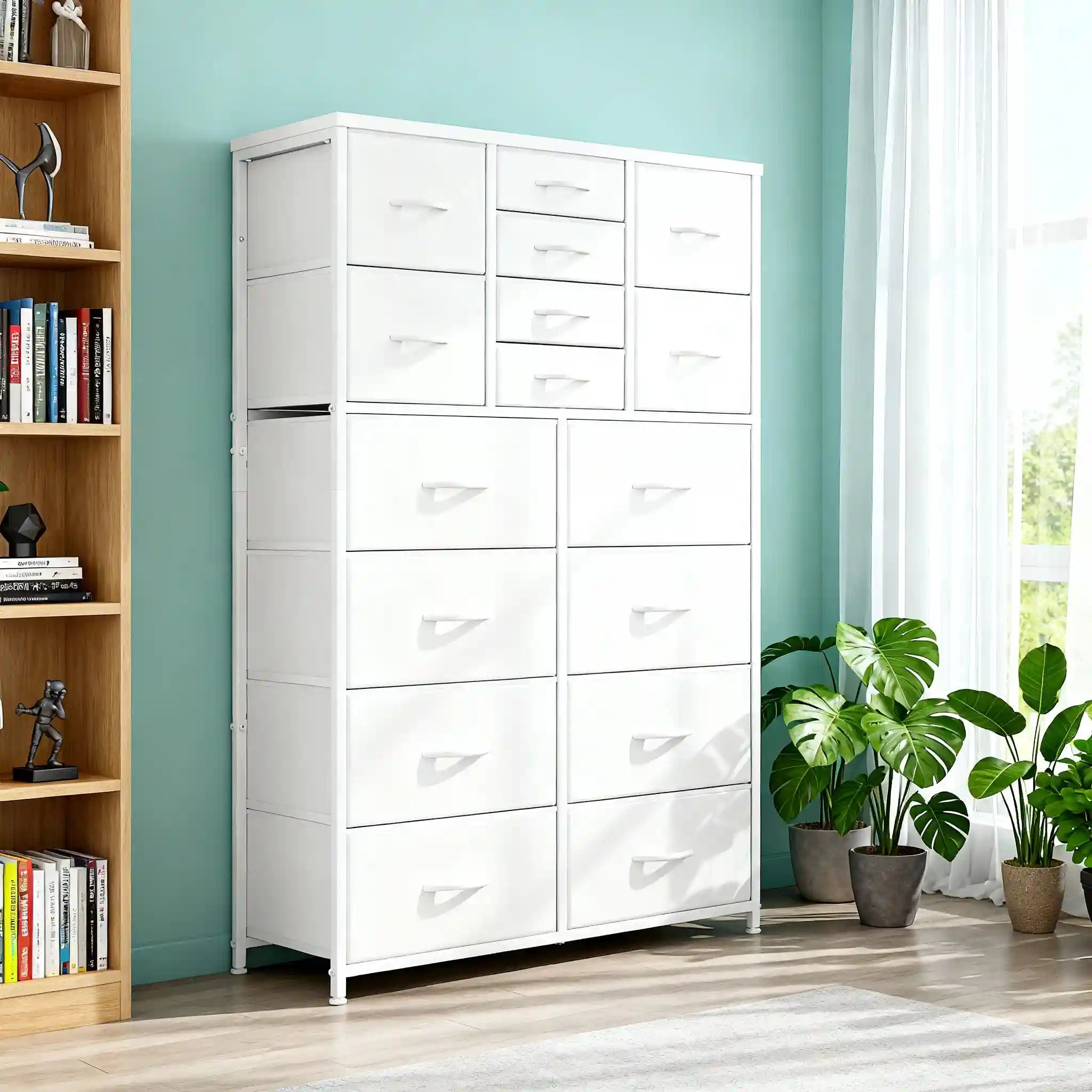 white extra large dresser with deep drawers Homfa Storage Cabinet, 6 Drawer Wide Space, Modern Closet Storage Drawers, Wooden Sideboard for Living Room, Bedroom, Dining Room, Its compact design makes it a perfect fit for any room FUFU&GAGA White Wooden 63 in.