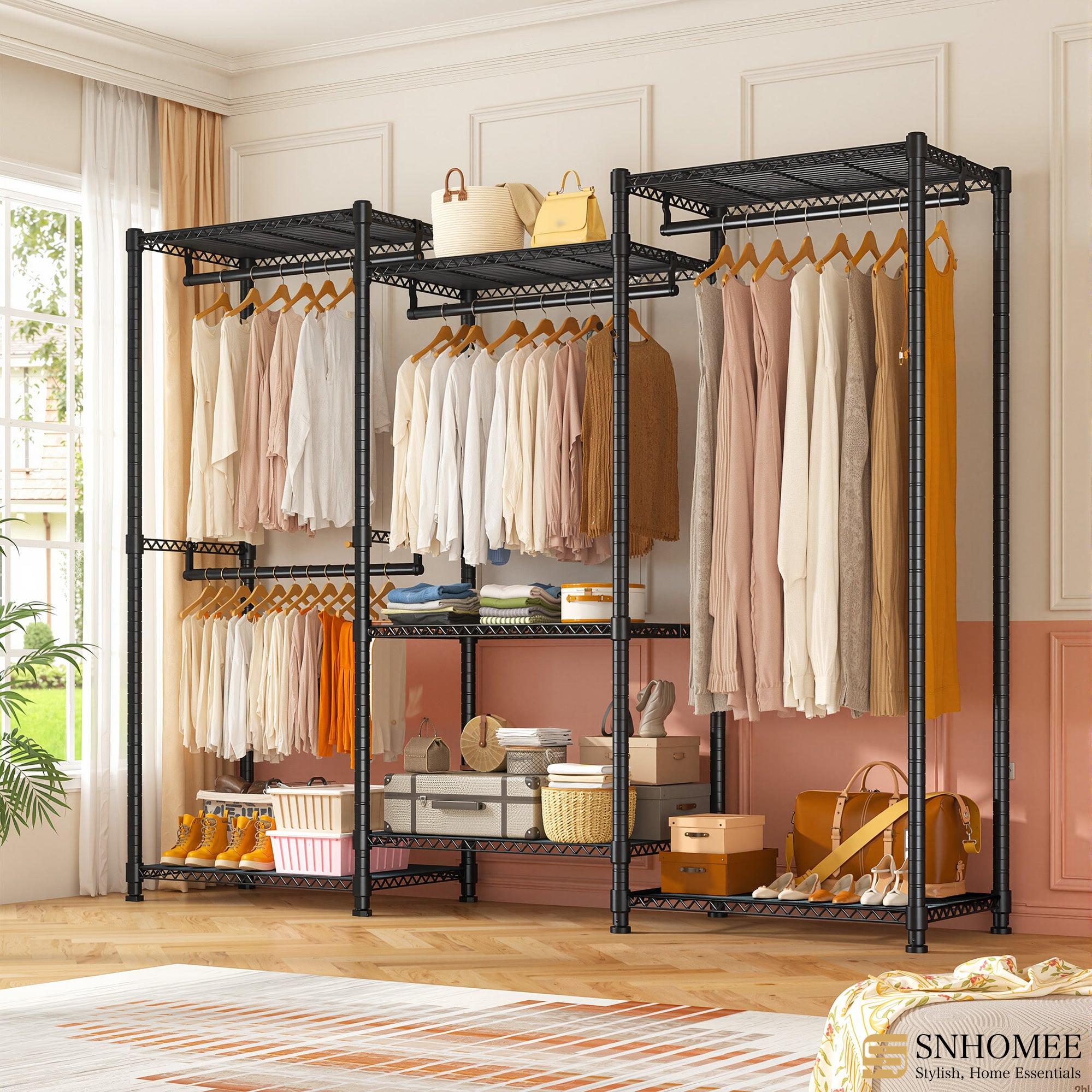 Snhomee Clothes Rack 830LBS Heavy Duty Freestanding Hanging Clothes Rack Metal Clothing Garment Rack-Home Storage > Clothes Rack-Black-snhomee