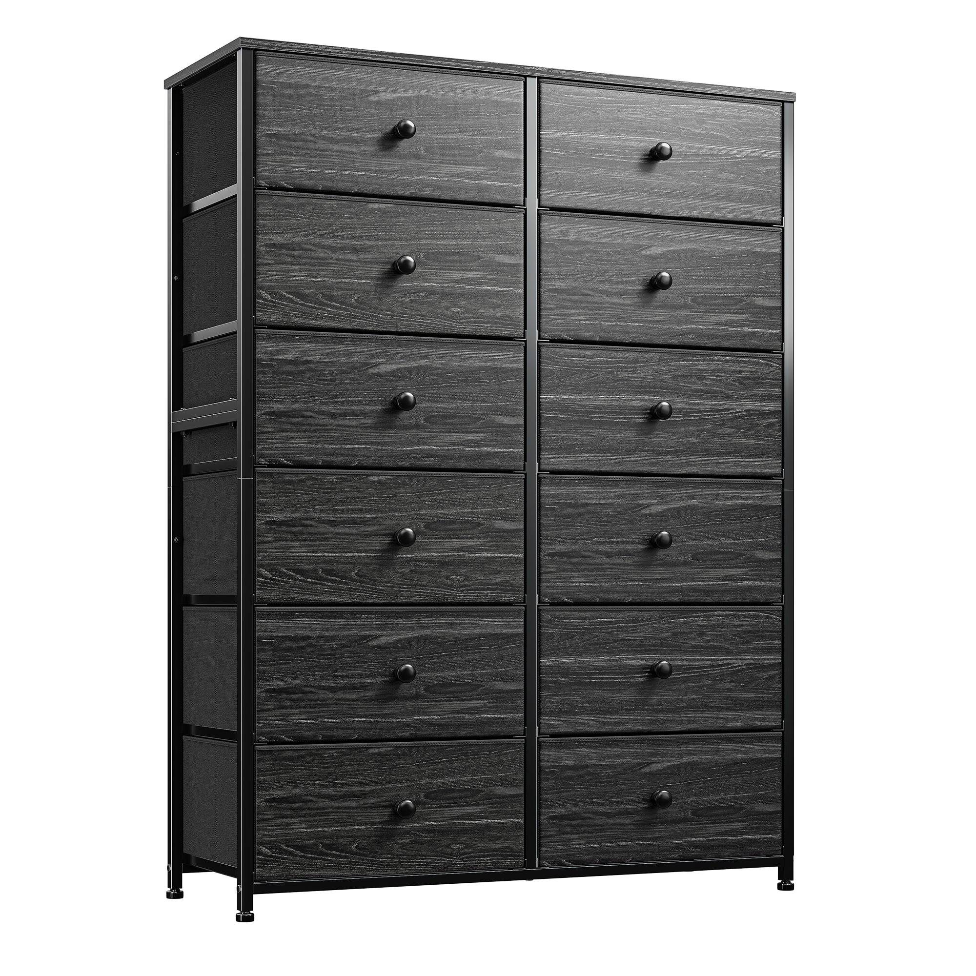 Snhomee Dresser for Bedroom with 12 Drawers, Large Storage Organizer Chest, Large Fabric Dressers & Chest of Drawers with Sturdy Metal Frame, Wood Top, Closet, Entryway, Hallway