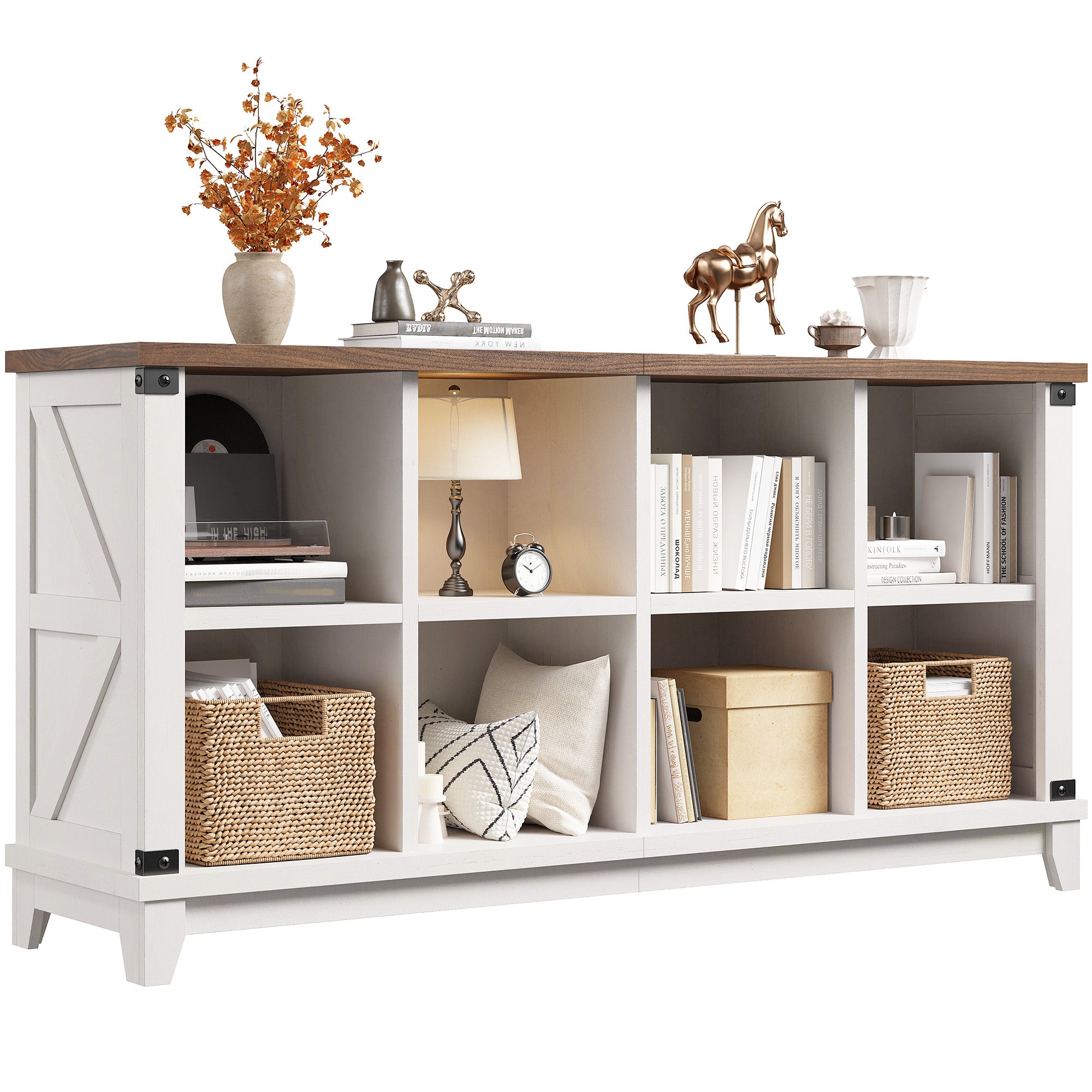 Modern 8-Cube Storage Shelf Organizer - Multipurpose Bookcase & Display Shelves for Living Room, Bedroom, Office-White-snhomee