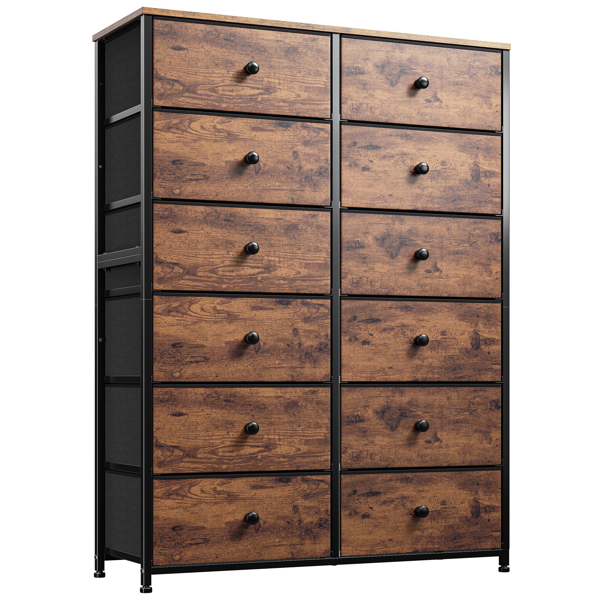 Snhomee Dresser for Bedroom with 12 Drawers, Large Storage Organizer Chest, Large Fabric Dressers & Chest of Drawers with Sturdy Metal Frame, Wood Top, Closet, Entryway, Hallway