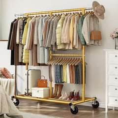 Snhomee Garment Rack with Wheels, Adjustable Height & Width, 298 lbs Heavy-Duty Clothes Rack for Hanging