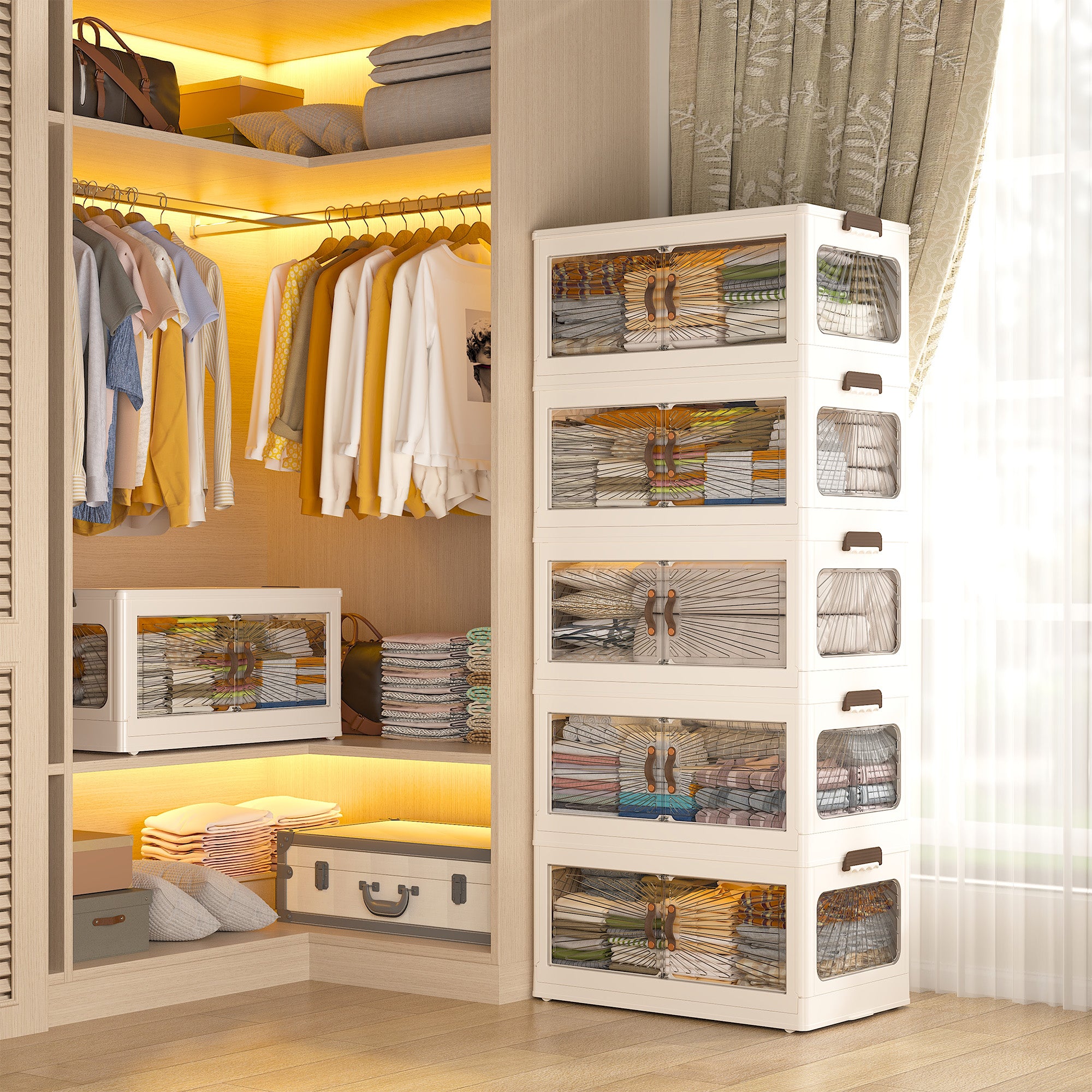 Plastic Storage Bins with Lids，stackable storage bins on Wheels