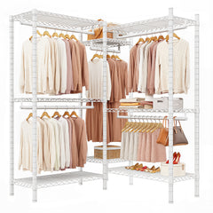 Snhomee Heavy-Duty Clothing Rack with Shelves Load 900 LBS, Adjustable Metal Garment Rack, Portable Closet Rack for Bedroom