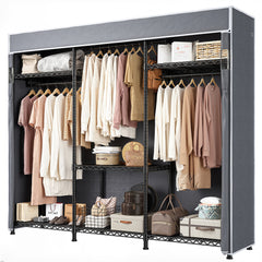 Snhomee Clothing Rack with Cover 800LBS Heavy Duty Clothes Rack Freestanding Closet for Bedroom-Home Storage > Clothes Rack-snhomee