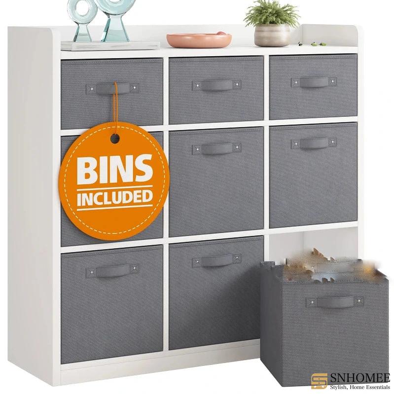9 Drawer Solid Wood Dresser for Bedroom,White Wood Dresser with Fabric Drawers Ample Storage Space-Furniture > Dresser-snhomee