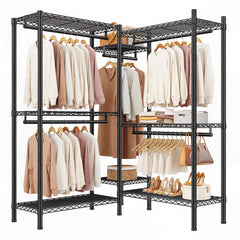 Snhomee Heavy-Duty Clothing Rack with Shelves Load 900 LBS, Adjustable Metal Garment Rack, Portable Closet Rack for Bedroom