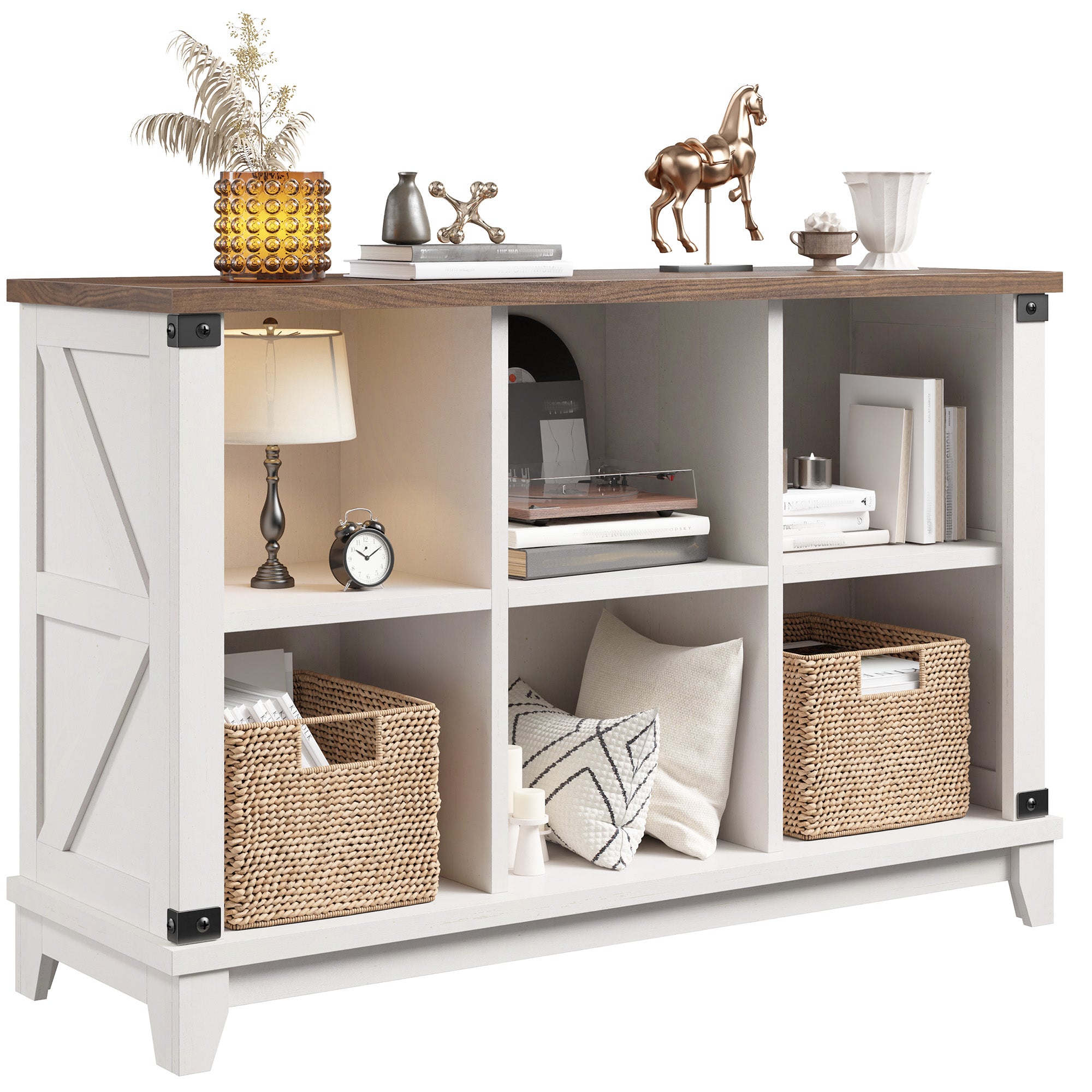 6 Cube Storage Organizer and Shelf, Bookshelf with Storage, Cube Storage Shelf for Bedroom and Home Office-White-snhomee