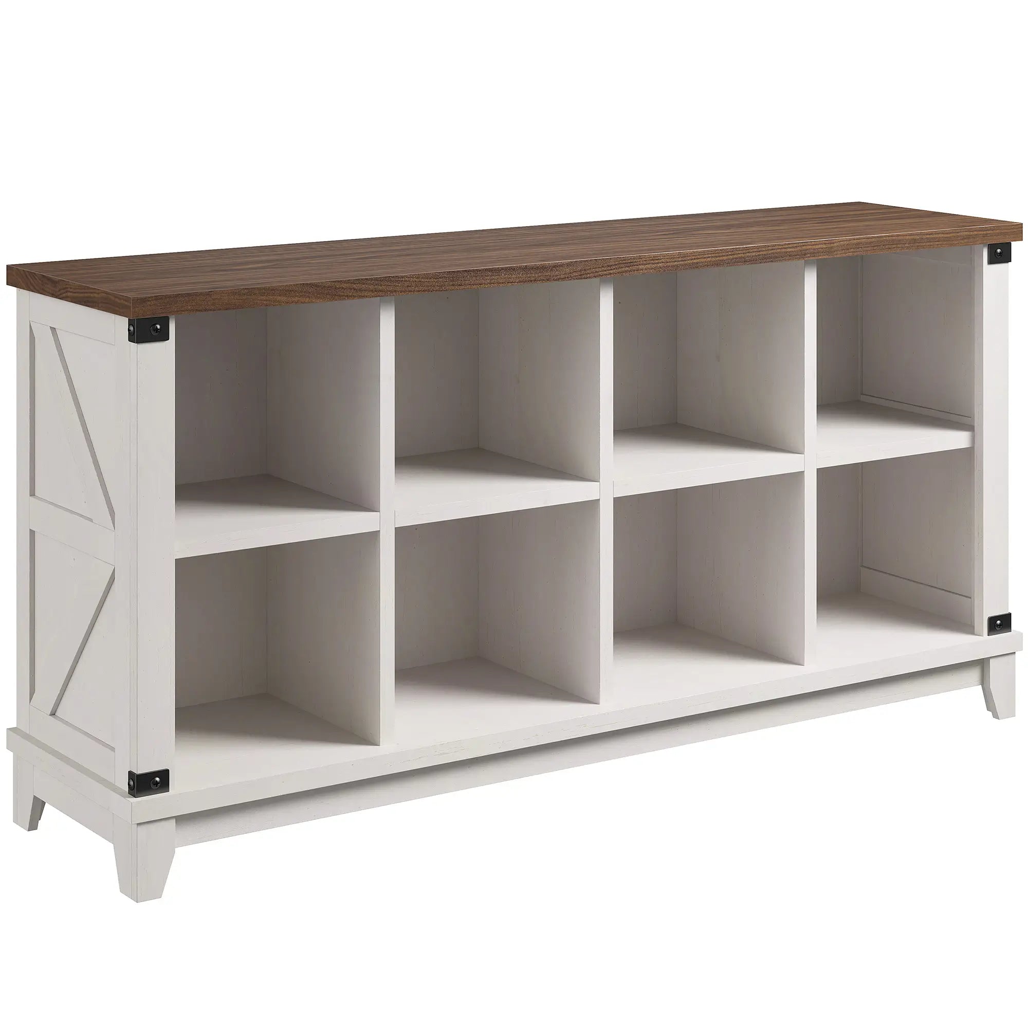 Snhomee 8-Cube Storage Organizer – Heavy Duty Rustic Farmhouse Wood Bookshelf for Bedroom, Living Room & Office