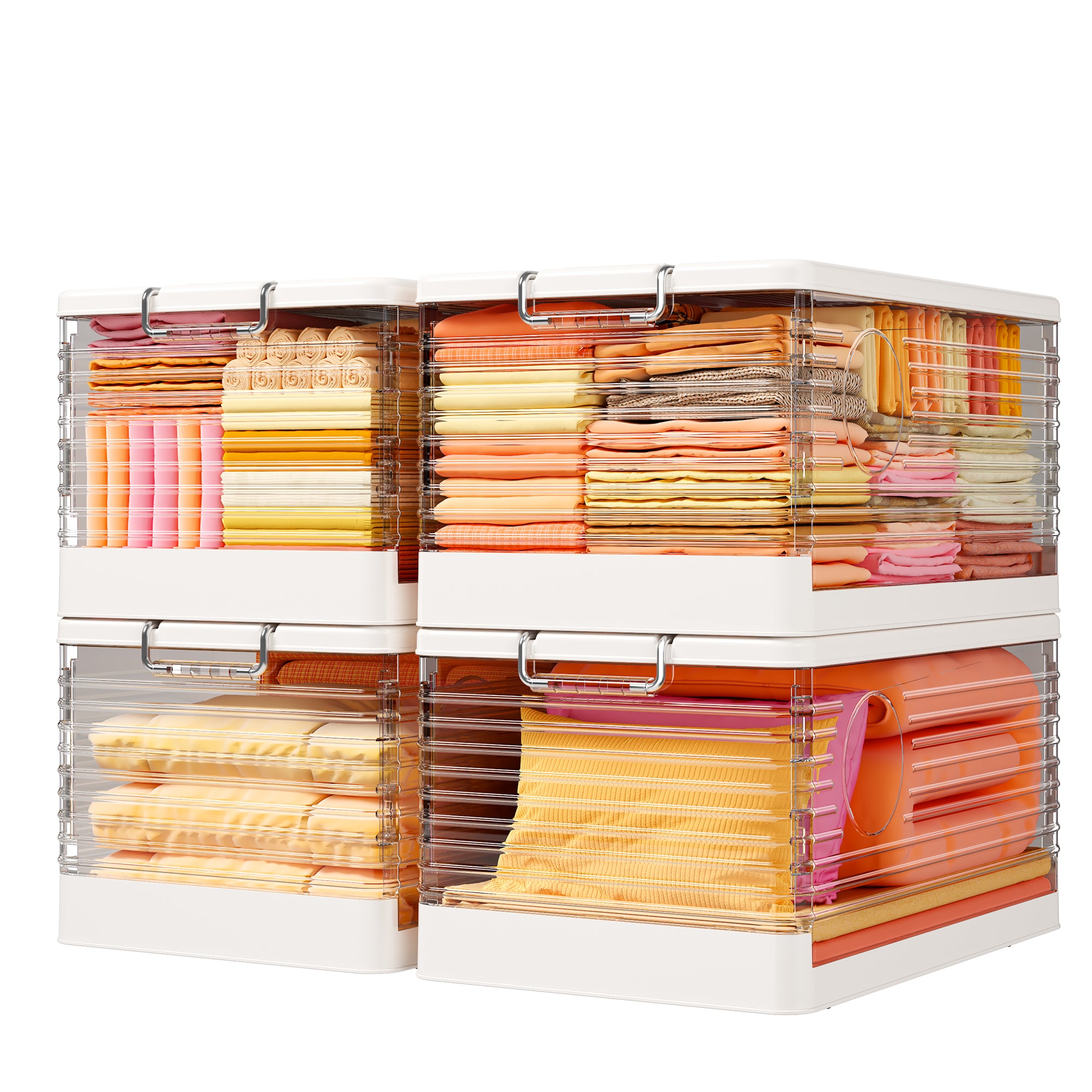 Snhomee Stackable Storage Bins, Collapsible Storage Bins on Wheels, Clear Storage Bins with lids