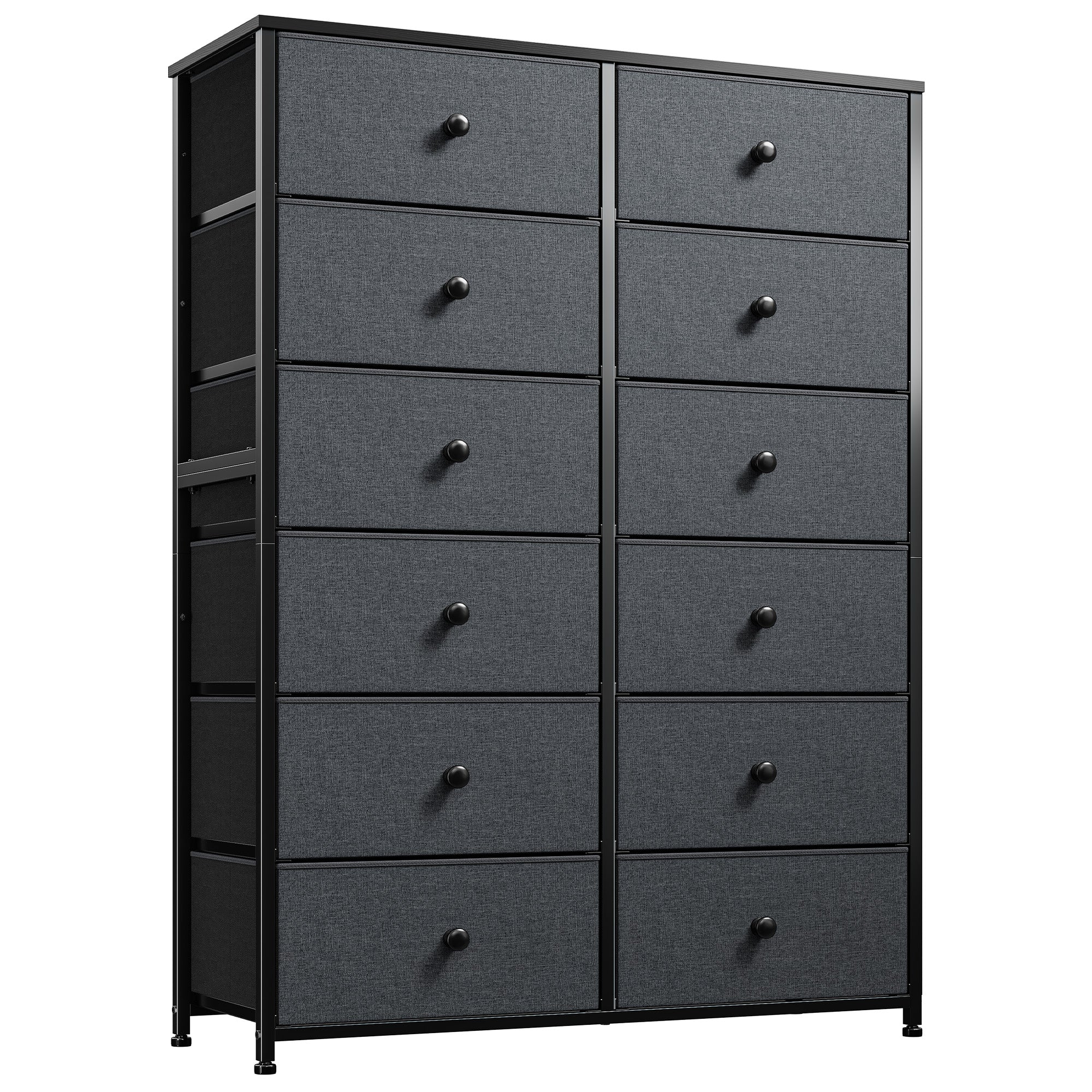 Snhomee Dresser for Bedroom with 12 Drawers, Large Storage Organizer Chest, Large Fabric Dressers & Chest of Drawers with Sturdy Metal Frame, Wood Top, Closet, Entryway, Hallway