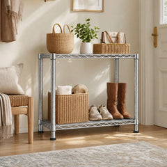 Snhomee 400 LBS 2-Tier Adjustable Metal Wire Storage Rack, Freestanding Shelving for Kitchen, Pantry, Laundry & Closet