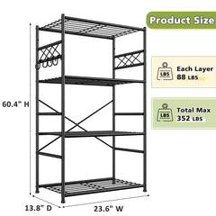 Snhomee 23.6" W Storage Shelving, Heavy Duty Utility Shelves with Hooks & Adjustable Leveling Feet for Home, Kitchen, Office, Bathroom