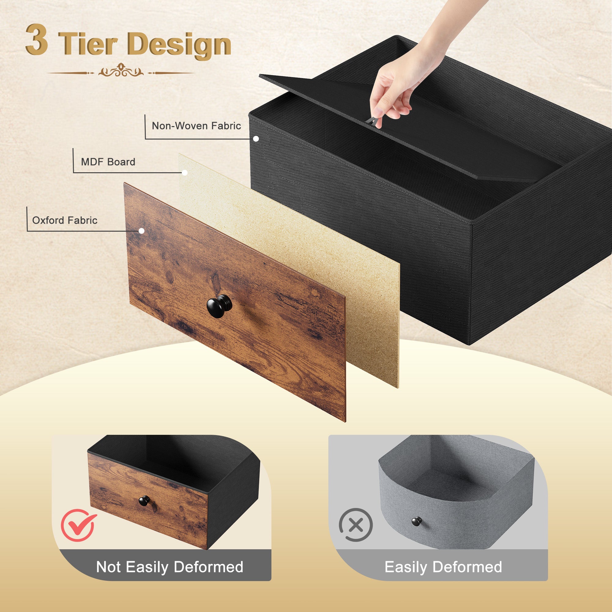 Snhomee Dresser for Bedroom with 12 Drawers, Large Storage Organizer Chest, Large Fabric Dressers & Chest of Drawers with Sturdy Metal Frame, Wood Top, Closet, Entryway, Hallway