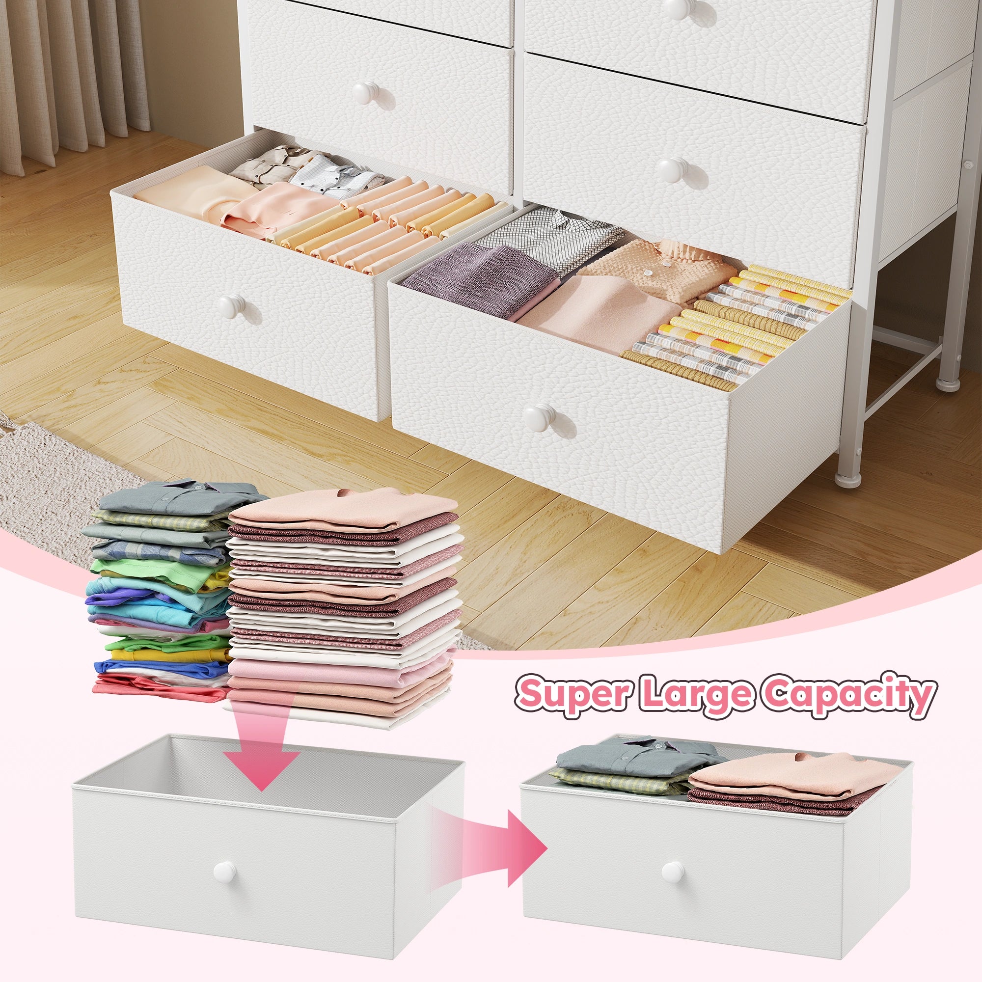 Snhomee 12-Drawer Tall Dresser for Bedroom  - Fabric & Metal Storage Organizer with Wood Top, Anti-Tip Design, Space-Saving, Closet, Entryway, Dorm Furniture, Back to school