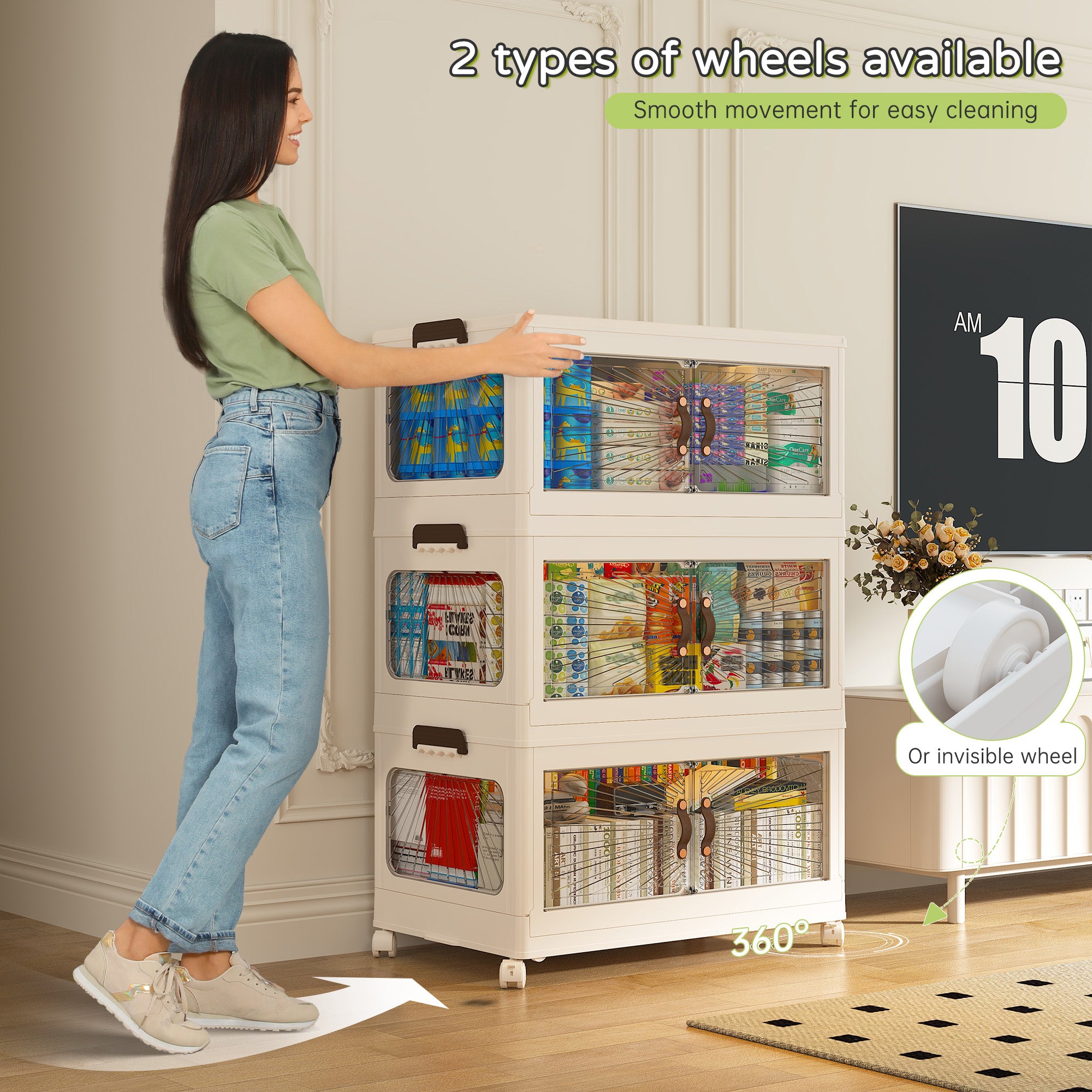 Plastic Storage Bins with Lids，stackable storage bins on Wheels