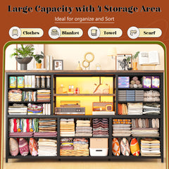Snhomee 12-Drawer LED Dresser with USB Outlets - 60'' TV Stand for Bedroom & Living Room, Metal Frame Storage Cabinet 49''W x 35''H