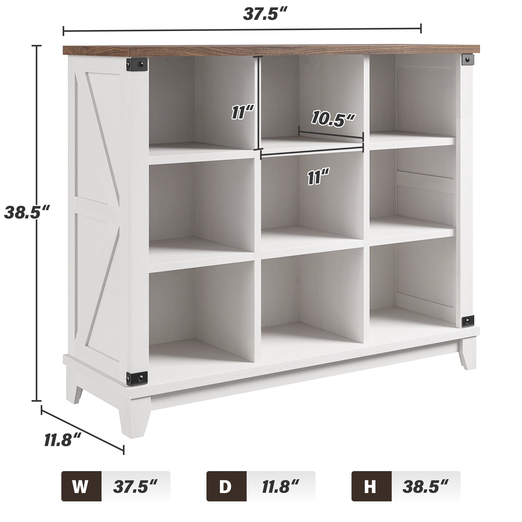 9 Cube Storage Organizer and Shelf, Bookshelf with Storage, Cube Shelf for Bedroom and Home Office-White-snhomee
