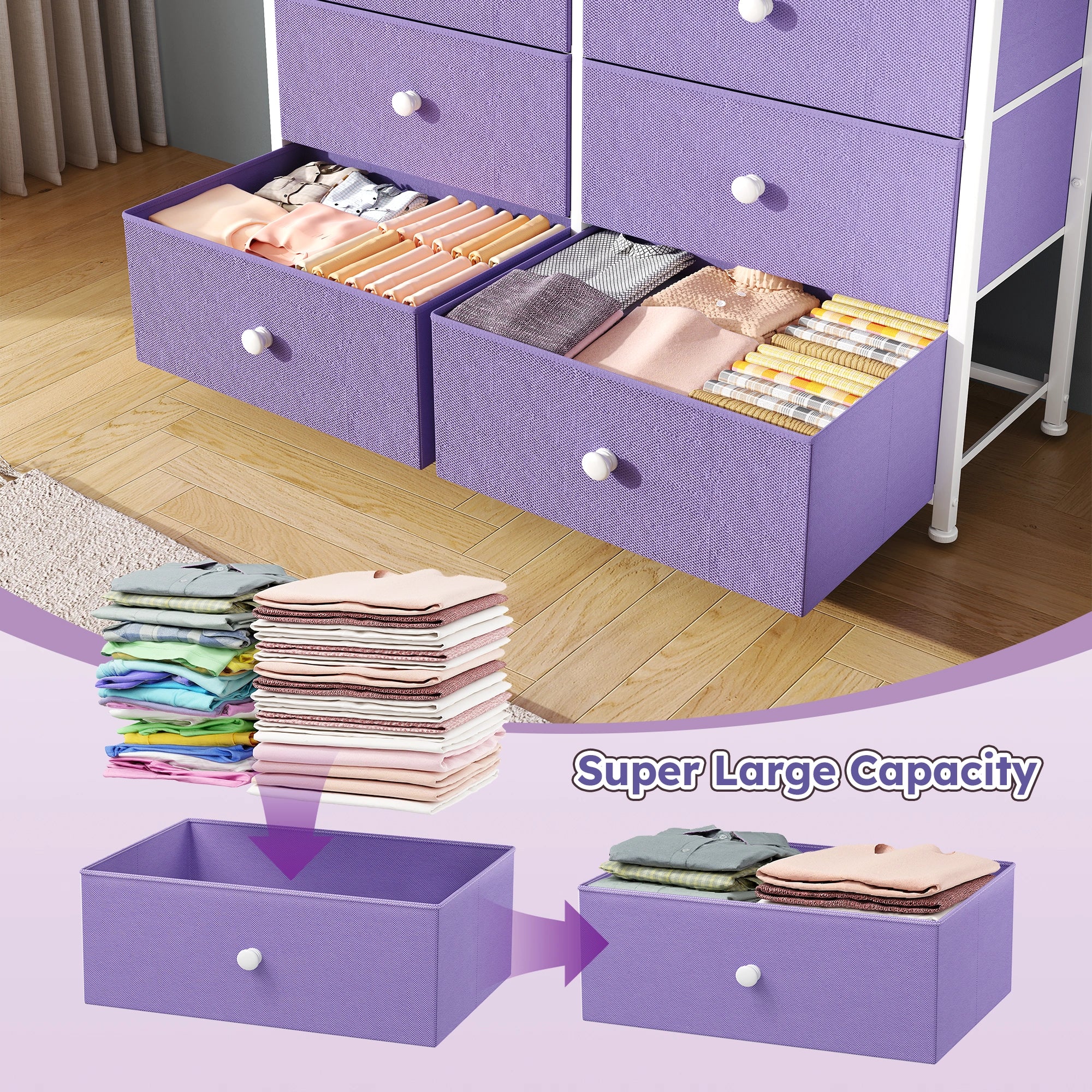 Snhomee 12-Drawer Tall Dresser for Bedroom  - Fabric & Metal Storage Organizer with Wood Top, Anti-Tip Design, Space-Saving, Closet, Entryway, Dorm Furniture, Back to school