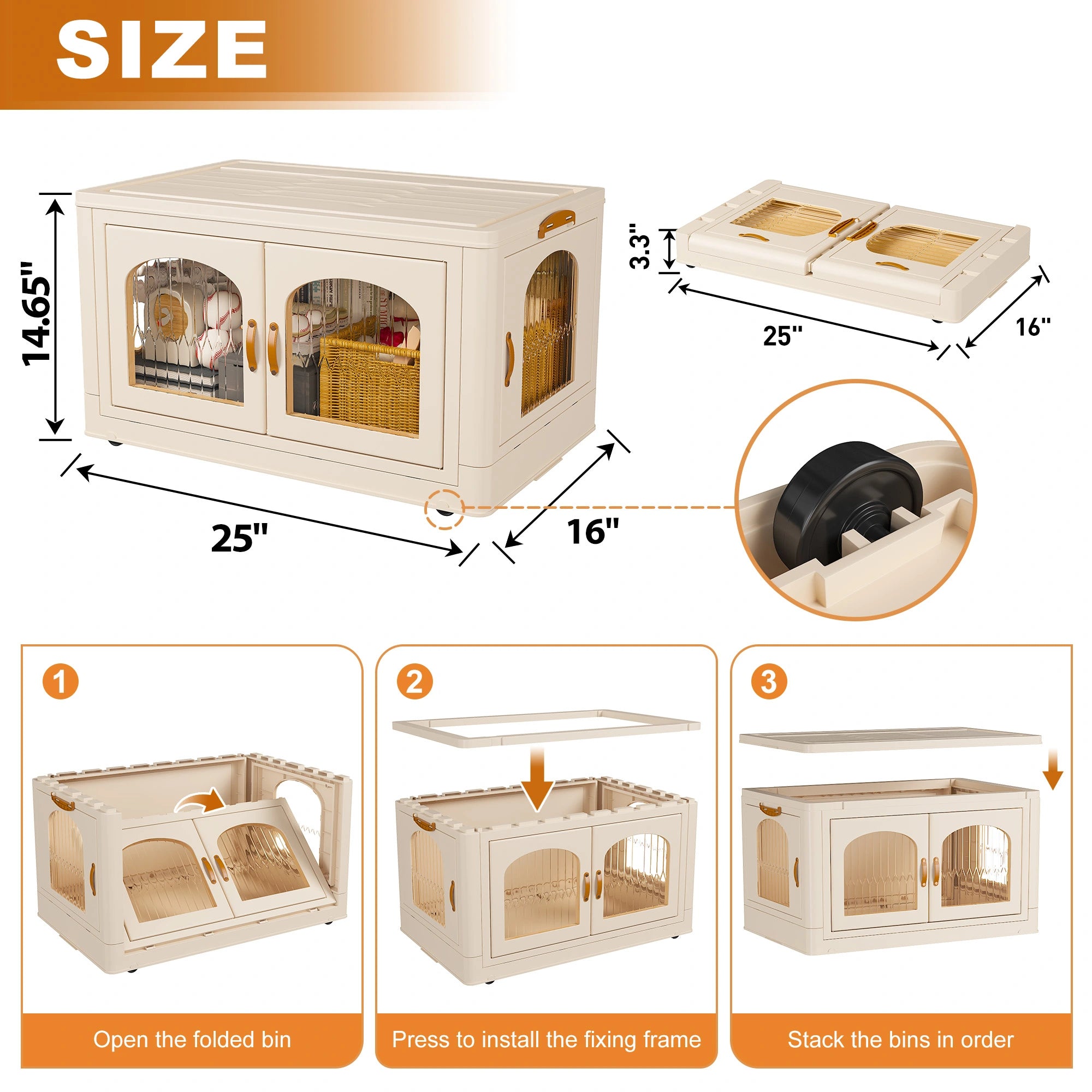 Snhomee Stackable Storage Bins with Lids and Wheels