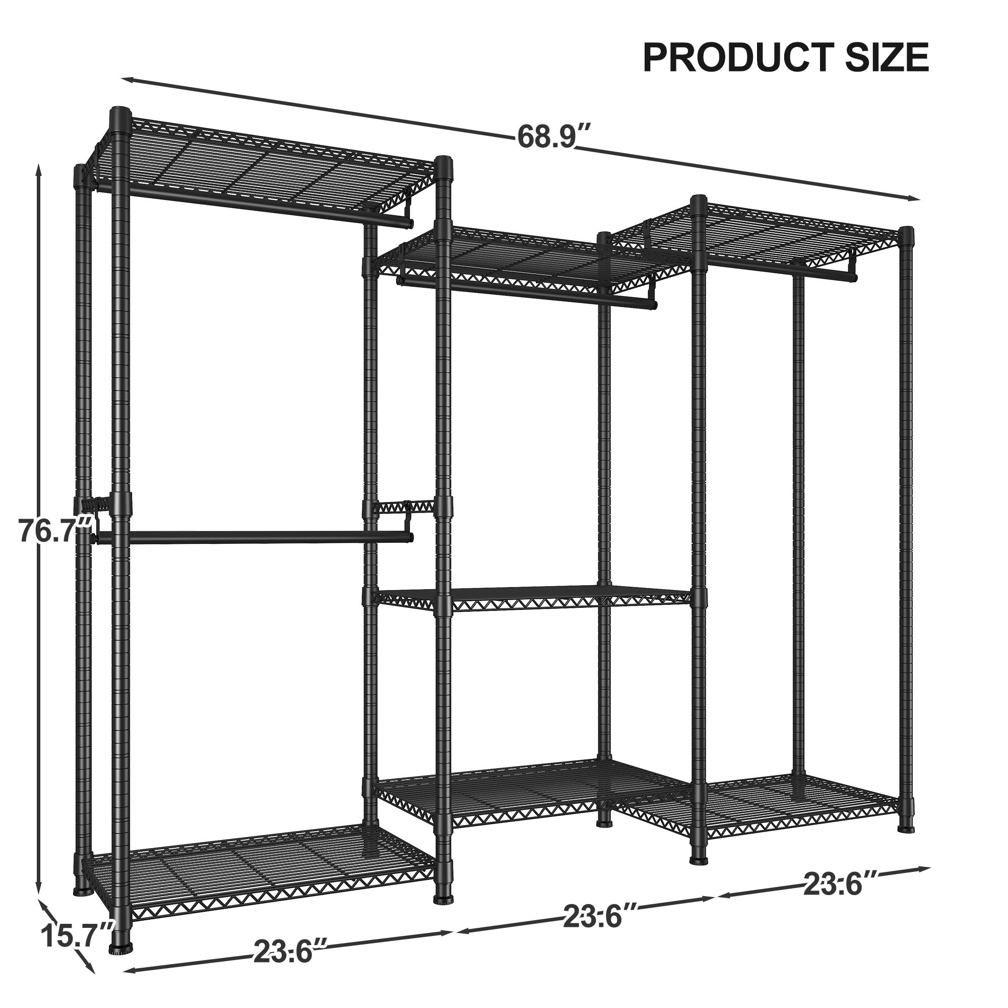 Snhomee Clothes Rack 830LBS Heavy Duty Freestanding Hanging Clothes Rack Metal Clothing Garment Rack-Home Storage > Clothes Rack-Black-snhomee
