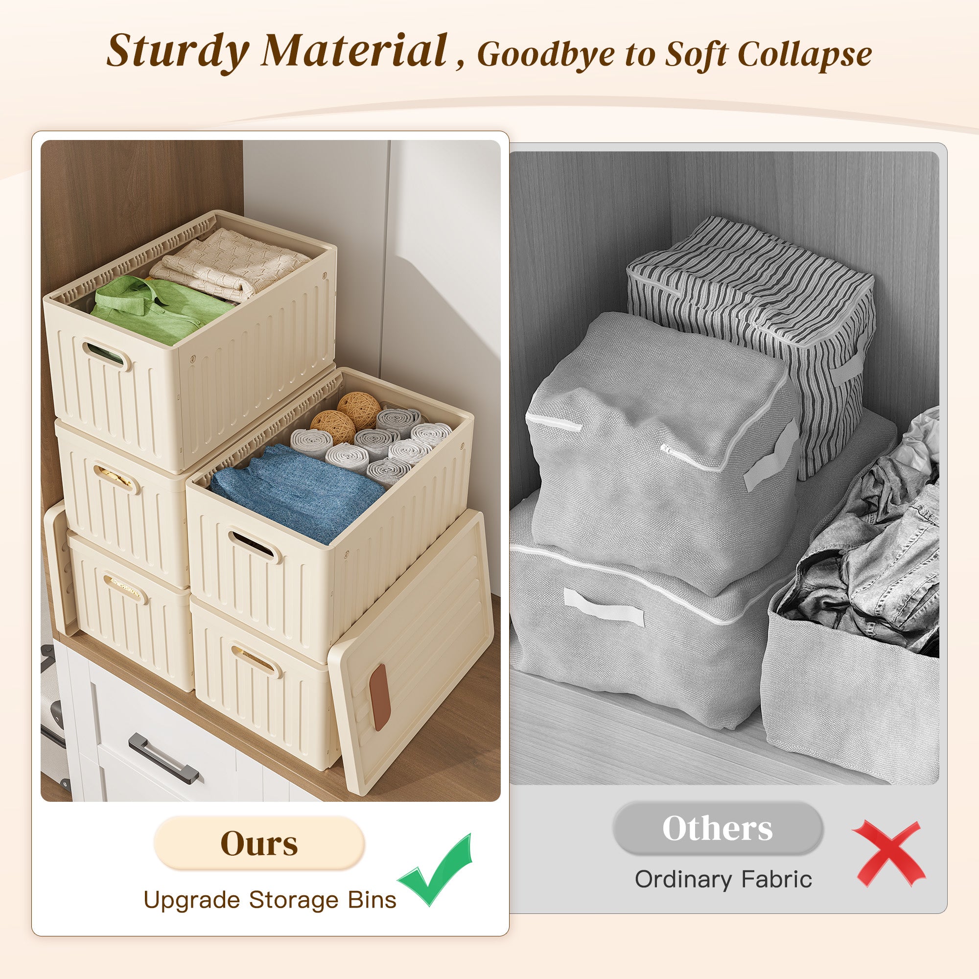 Snhomee Stackable Storage Bins with Lids,Plastic Storage Bins with Lids Closet Organizer