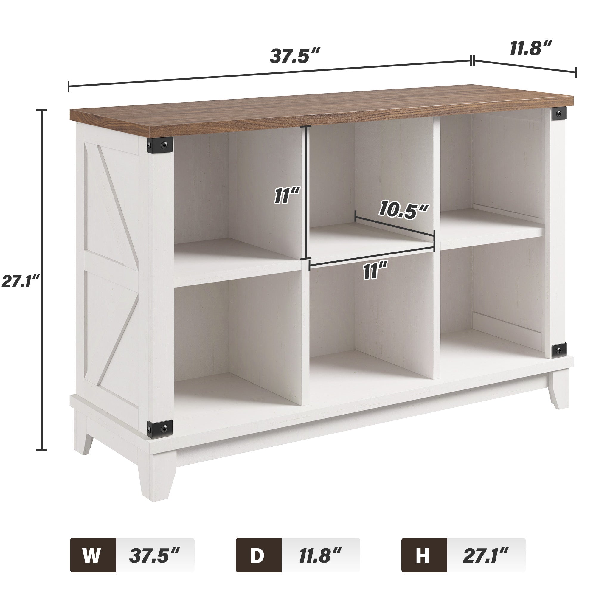6 Cube Storage Organizer and Shelf, Bookshelf with Storage, Cube Storage Shelf for Bedroom and Home Office-White-snhomee