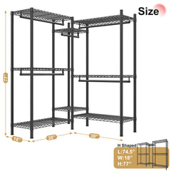 Snhomee Heavy-Duty Clothing Rack with Shelves Load 900 LBS, Adjustable Metal Garment Rack, Portable Closet Rack for Bedroom