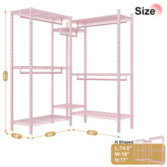 Snhomee Heavy-Duty Clothing Rack with Shelves Load 900 LBS, Adjustable Metal Garment Rack, Portable Closet Rack for Bedroom