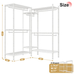 Snhomee Heavy-Duty Clothing Rack with Shelves Load 900 LBS, Adjustable Metal Garment Rack, Portable Closet Rack for Bedroom