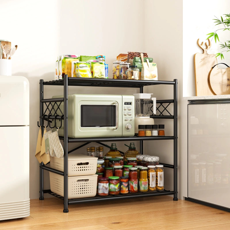 Snhomee 23.6" W Storage Shelving, Heavy Duty Utility Shelves with Hooks & Adjustable Leveling Feet for Home, Kitchen, Office, Bathroom