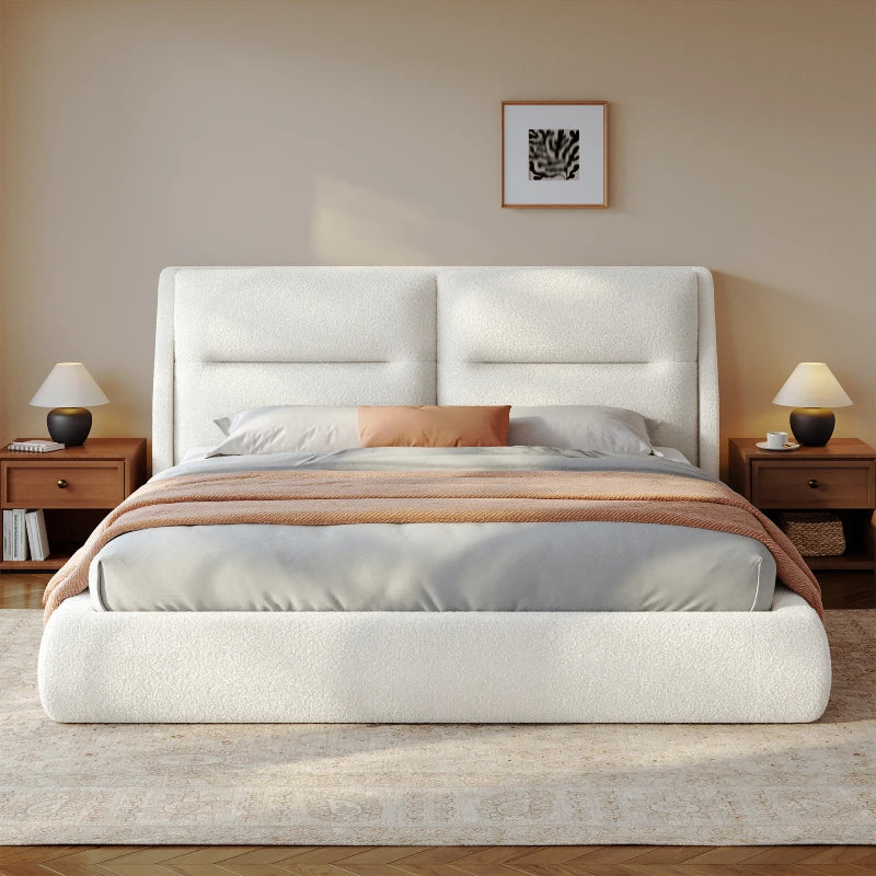 Snhomee Cloud Bed Frame with 12" Double-Layer Headboard,360° All-Cushioned Foam Soft Frame, Soft Bed Frame for Bedroom