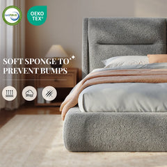 Snhomee Cloud Bed Frame with 12" Double-Layer Headboard,360° All-Cushioned Foam Soft Frame, Soft Bed Frame for Bedroom