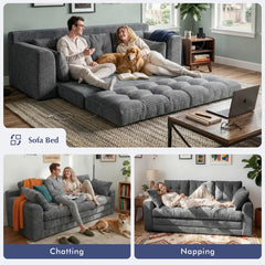 Snhomee Convertible Folding Sofa Bed,Tri-Fold Couch for Living Room Lounge,Pull Out Sleeper Sofa with Pillows