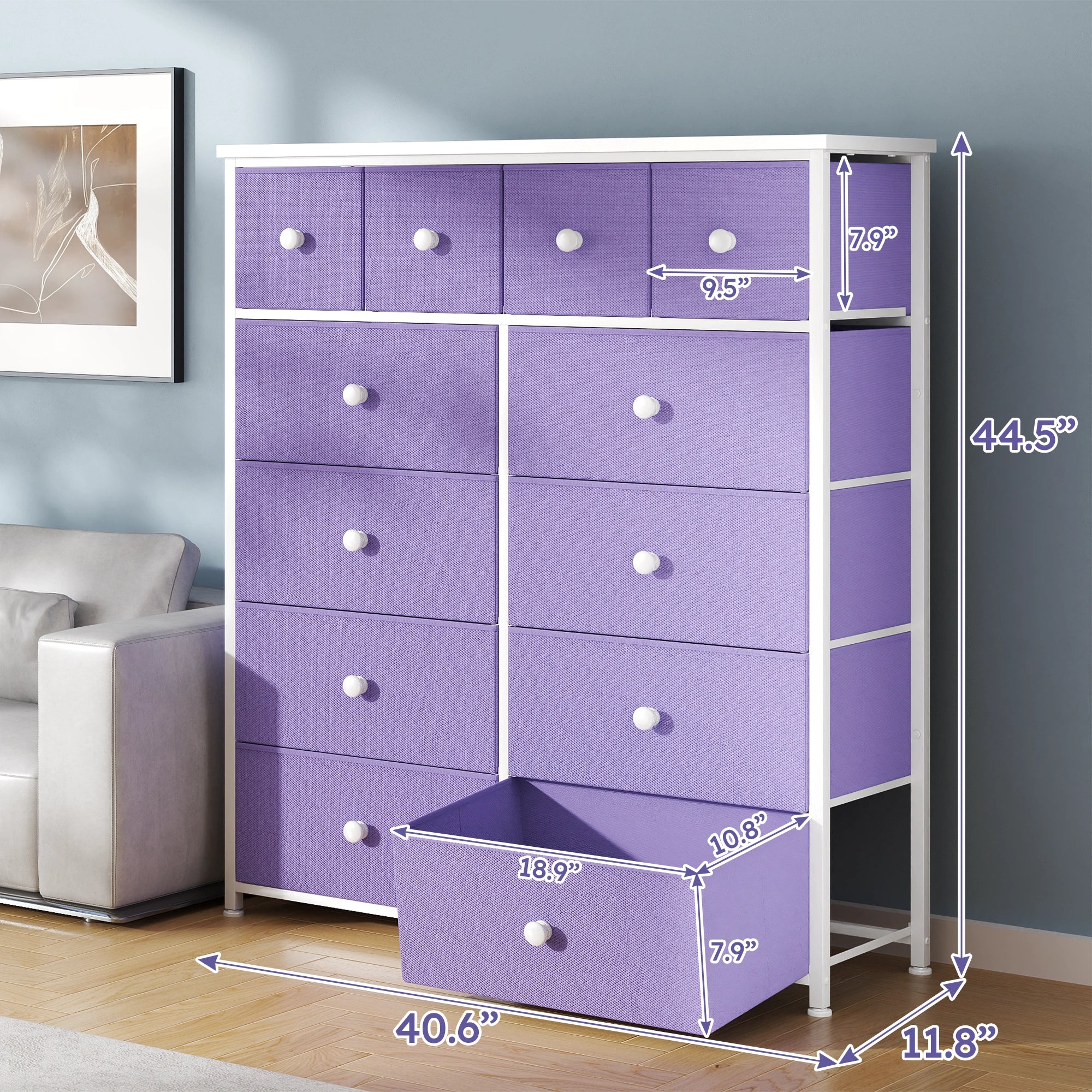 Snhomee 12-Drawer Tall Dresser for Bedroom  - Fabric & Metal Storage Organizer with Wood Top, Anti-Tip Design, Space-Saving, Closet, Entryway, Dorm Furniture, Back to school