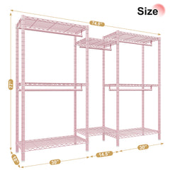 Snhomee Heavy-Duty Clothing Rack with Shelves Load 900 LBS, Adjustable Metal Garment Rack, Portable Closet Rack for Bedroom