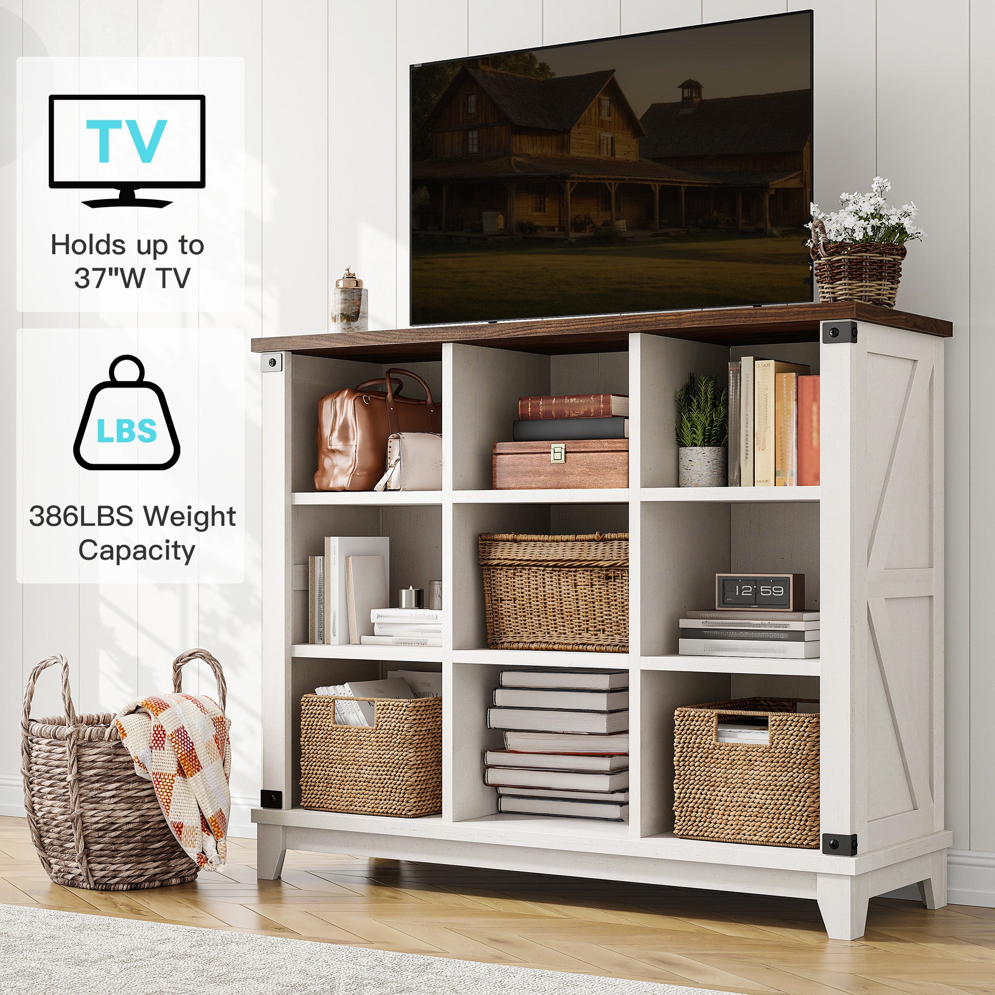9 Cube Storage Organizer and Shelf, Bookshelf with Storage, Cube Shelf for Bedroom and Home Office-White-snhomee
