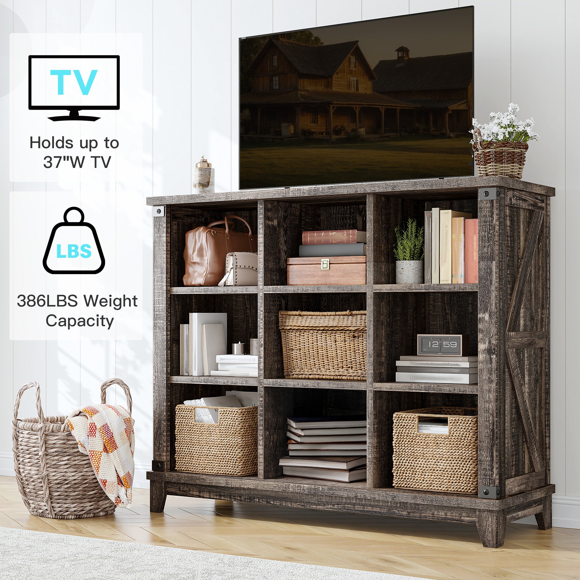 9 Cube Storage Organizer and Shelf, Bookshelf with Storage, Cube Shelf for Bedroom and Home Office-White-snhomee