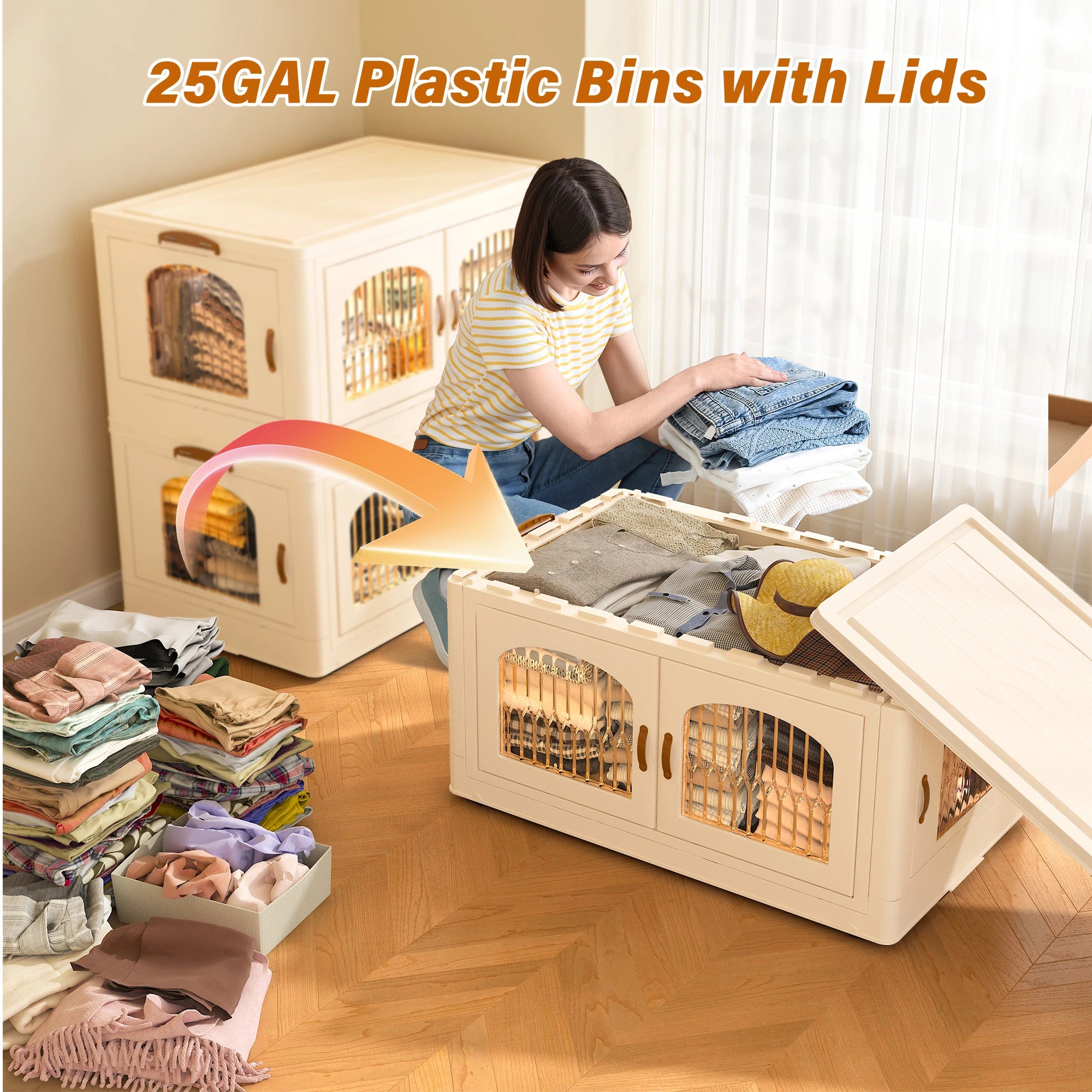 Snhomee Stackable Storage Bins with Lids and Wheels