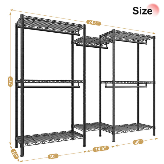 Snhomee Heavy-Duty Clothing Rack with Shelves Load 900 LBS, Adjustable Metal Garment Rack, Portable Closet Rack for Bedroom