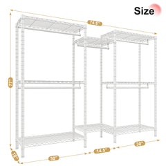 Snhomee Heavy-Duty Clothing Rack with Shelves Load 900 LBS, Adjustable Metal Garment Rack, Portable Closet Rack for Bedroom