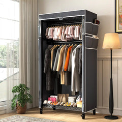 Snhomee 79"H Heavy Duty Rolling Clothing Rack with Cover & Adjustable Height - Wheeled Garment Rack for Hanging, Portable Closet Organizer