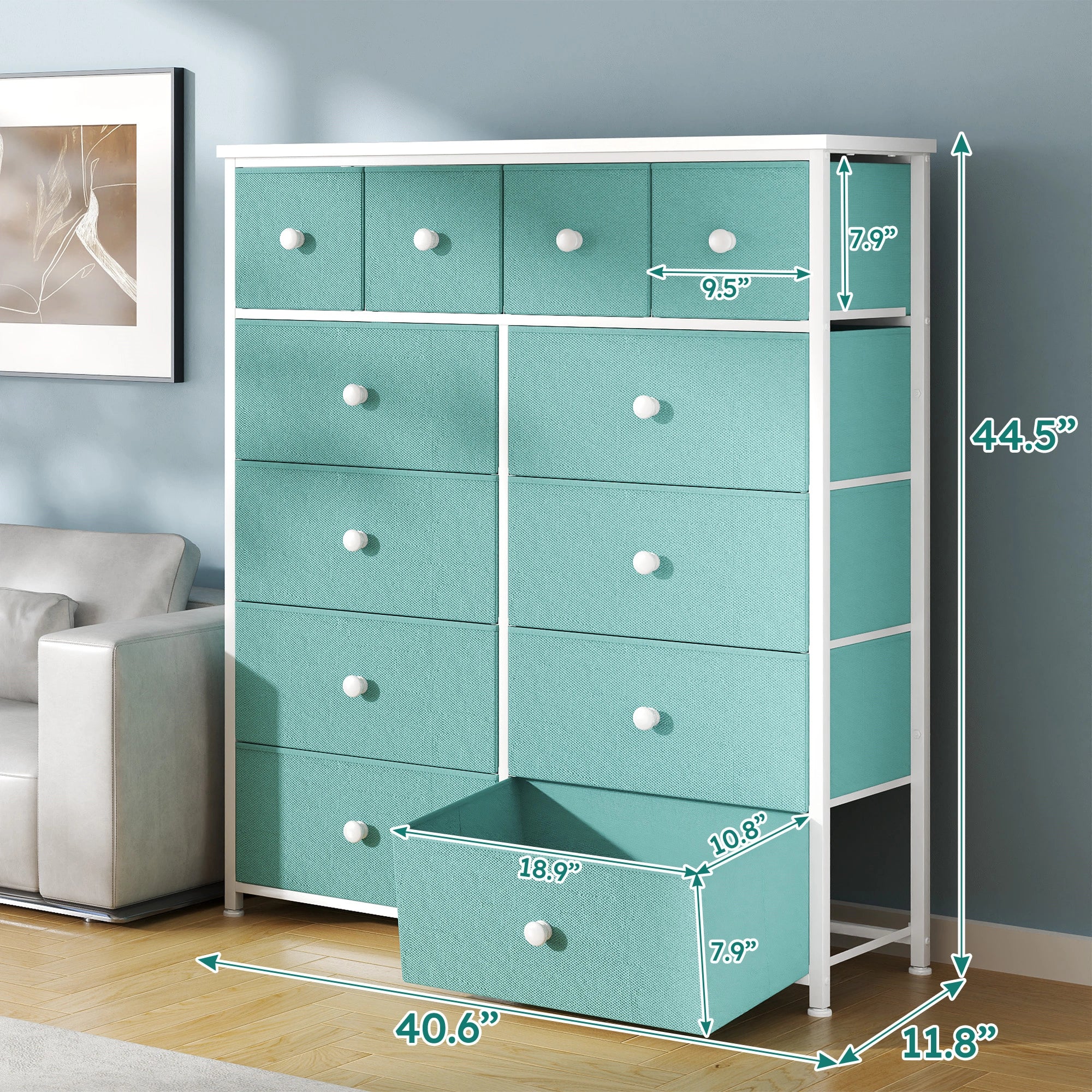 Snhomee 12-Drawer Tall Dresser for Bedroom  - Fabric & Metal Storage Organizer with Wood Top, Anti-Tip Design, Space-Saving, Closet, Entryway, Dorm Furniture, Back to school