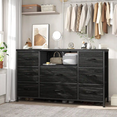 Snhomee 43"W TV Stand with 8 Drawers, Large Dresser for Living Room,Wooden Top dresser for Bedroom, Closet, Entryway