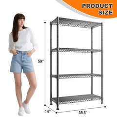 Snhomee Adjustable Metal Wire Shelving Unit, Multipurpose Storage Shelves for Kitchen Pantry Dorm Patio Backyard Indoor & Outdoor