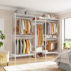 Snhomee Heavy-Duty Clothing Rack with Shelves Load 900 LBS, Adjustable Metal Garment Rack, Portable Closet Rack for Bedroom