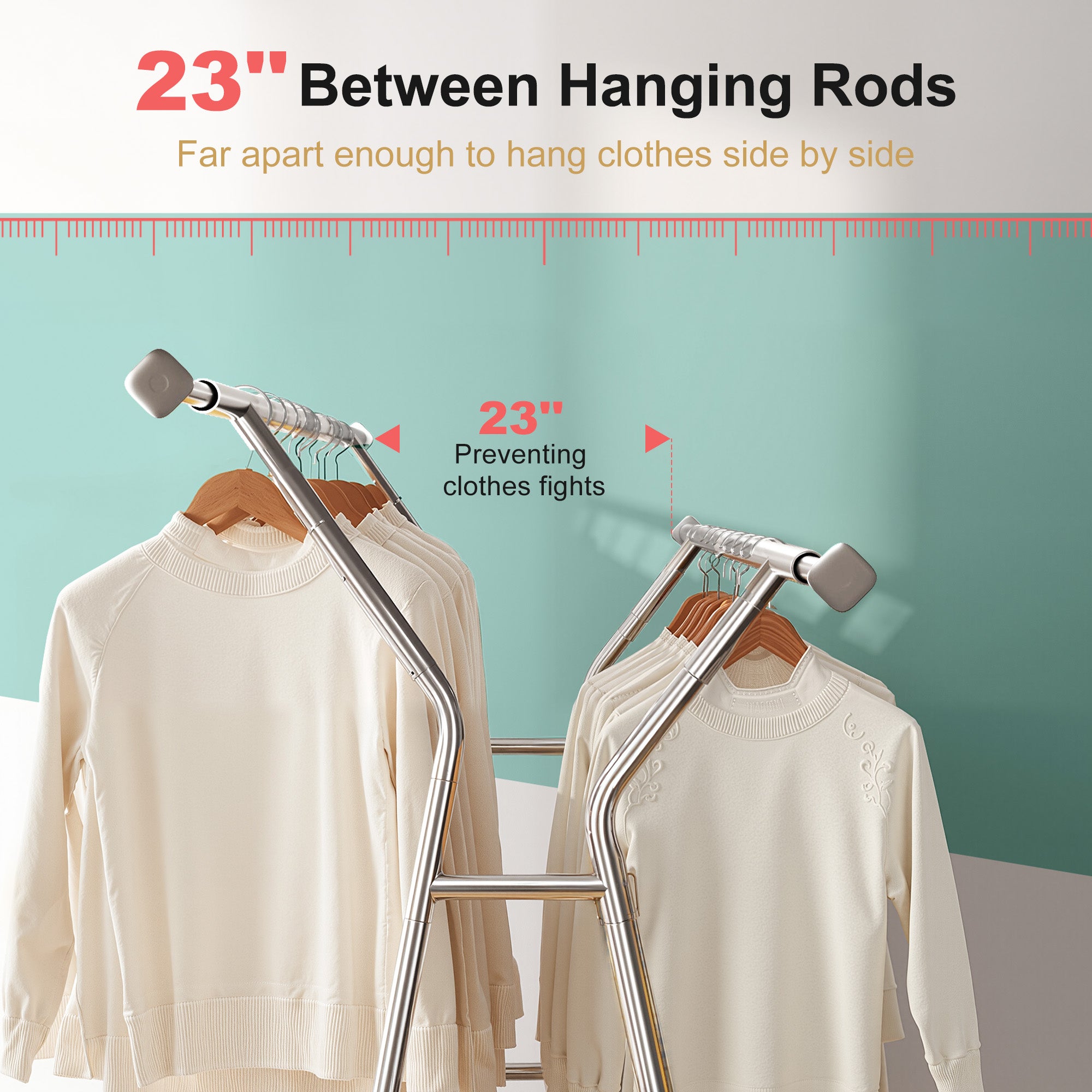 625lb Heavy Duty Commercial Clothing Rack - Rolling Steel Garment Rack with Shelves-Home Storage > Clothes Rack-(64-70)" H x (42.2-65.4)" W x 23" D-snhomee