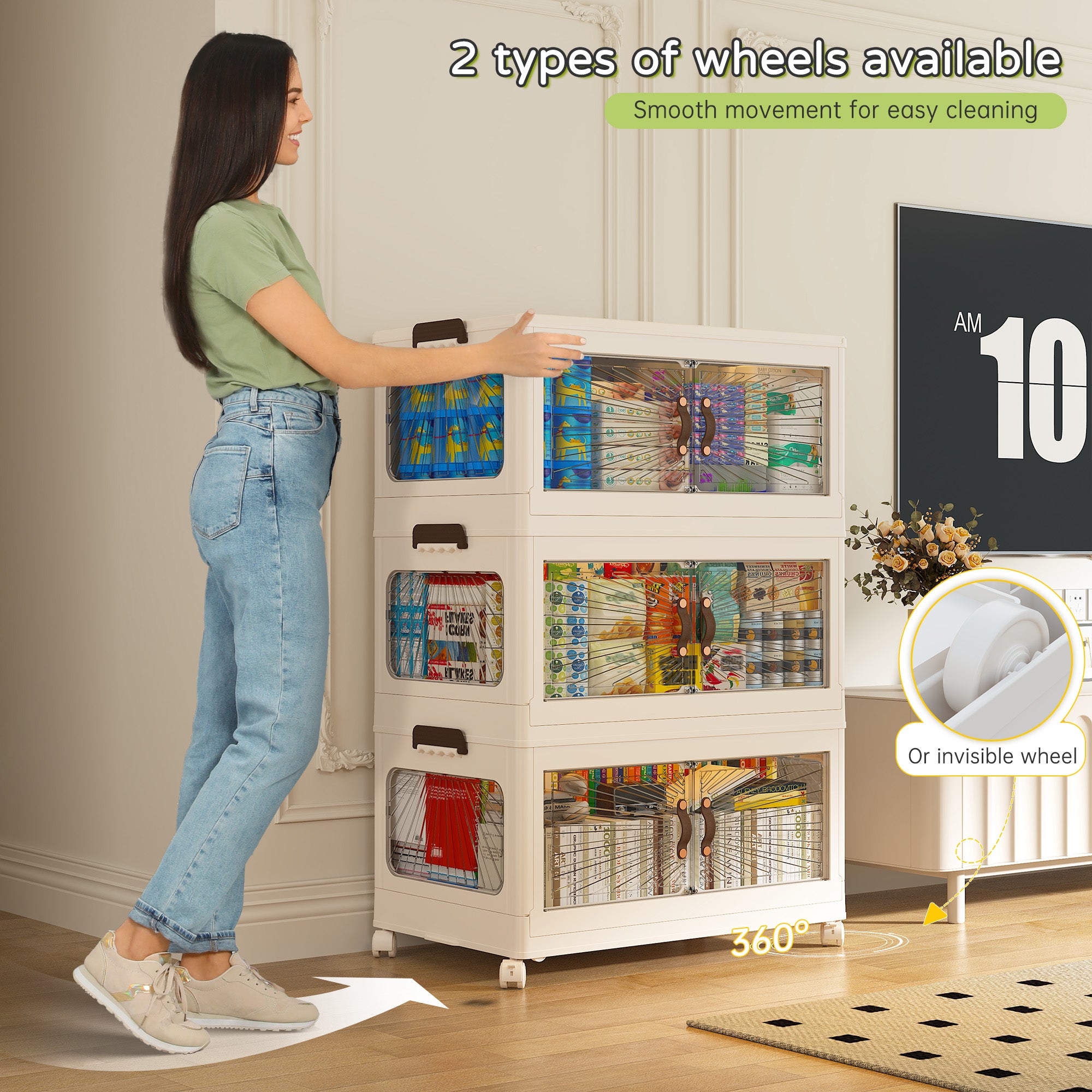 Plastic Storage Bins with Lids，stackable storage bins on Wheels