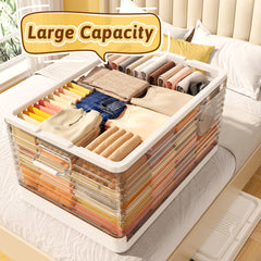 Snhomee Stackable Storage Bins, Collapsible Storage Bins on Wheels, Clear Storage Bins with lids